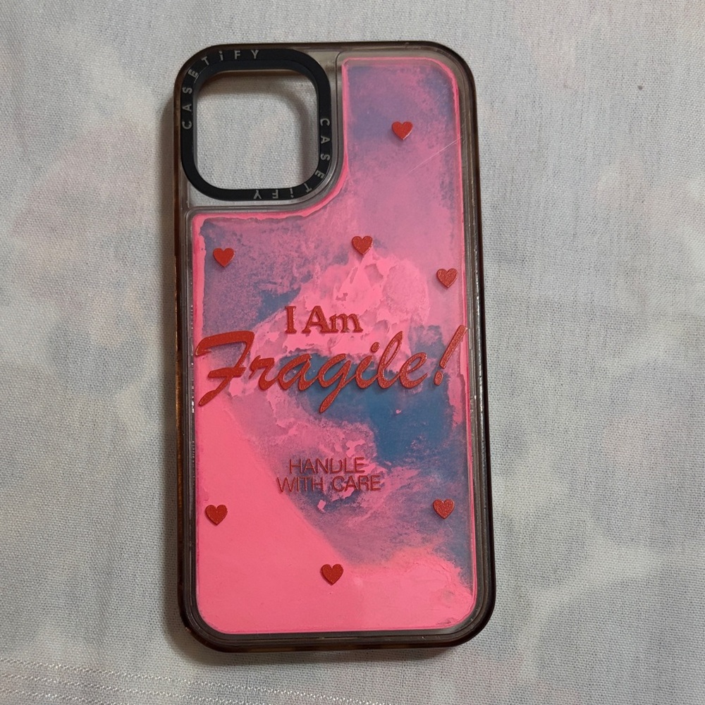 Casetify Pink and Red Heart iPhone 12 Case